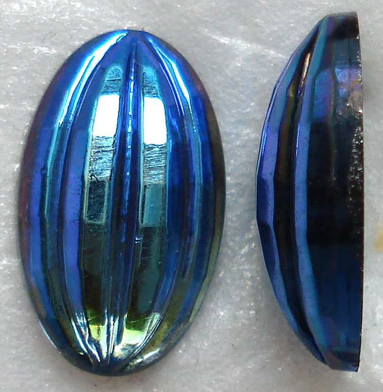 Glass Oval Specialty Ribbed Cabochons