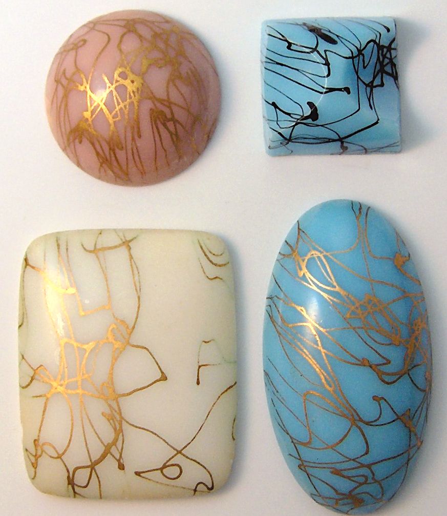 Glass Gold or Black Drizzle Specialty Stones
