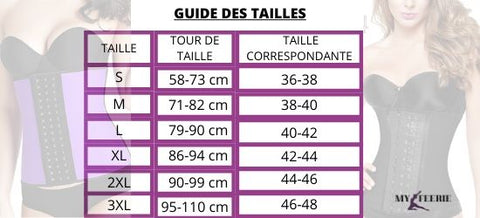Corset Slimur-Size Guide Latex-Schale - Meine Fee