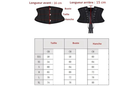 tableau mesure des tailles ceinture serre taille - My féerie