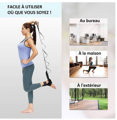 MaoXinTek Sangle d'étirement de Yoga, Sangle d'exercice Ballet Bandes de  Fitness Ceinture élastique, Réglable Stretcher pour étirer Les Jambes,  Idéal