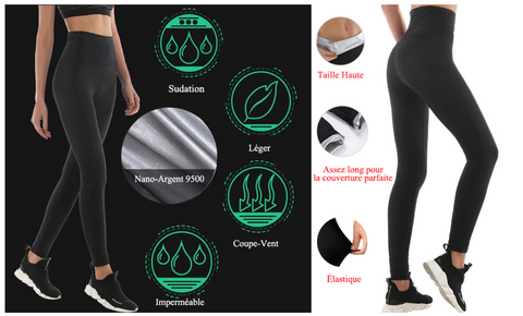 Ensemble de sudation argenté sauna pantalon legging sport yoga et t-Shirt - My Féerie