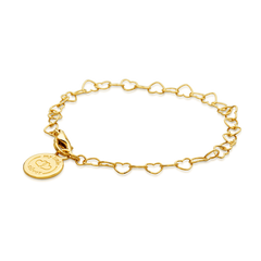 Children's Chain of Hearts Charm Bracelet - Yellow Gold