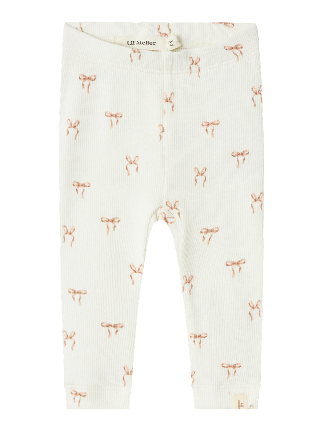 Billede af Lil Atelier Gavo Elf Slim Leggings med Sløjfer - Coconut Milk - 56 cm