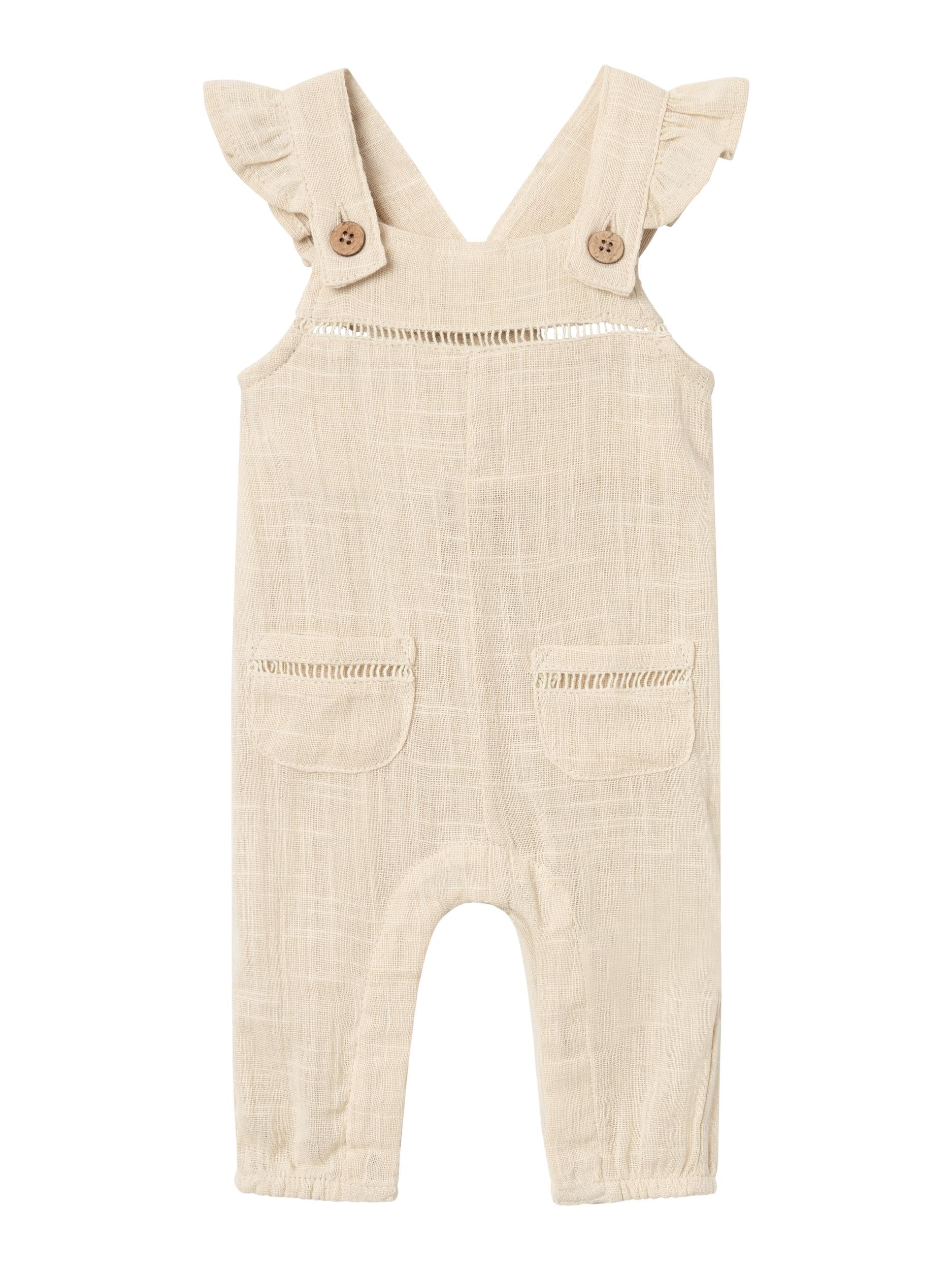 Se Lil Atelier Halla Loose Overall - Bleached Sand - 56 cm hos Luxbaby.dk