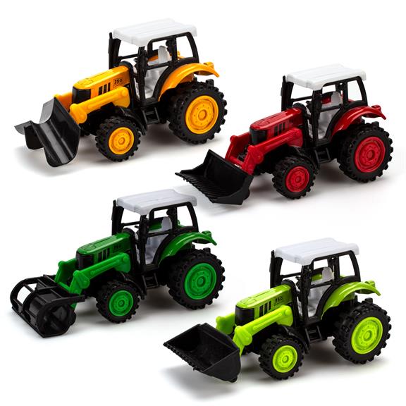 Billede af Magni Traktor med Pull back - Rød, Grøn, Orange & Lysegrøn - Rød