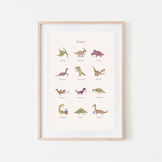 Billede af Mushie Dinosaur Plakat - 50x70 cm