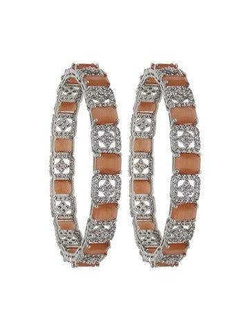 Cz Orange Rhodium Plated Bangles