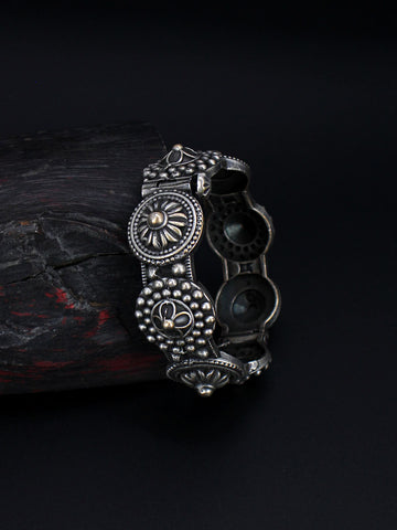 Silver Finish Oxidised Kada Bracelet