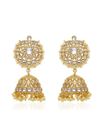 Party wear designer golden oxidised navy blue jhumka earrings for women