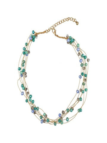 The Mint Green Western Crystal Gold Necklace Chain