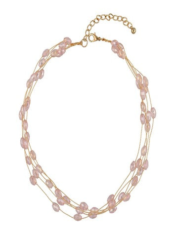 Pink Western Crystal Gold Necklace Chain
