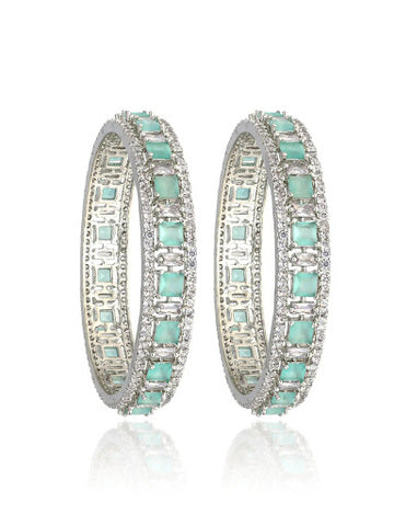 Pastel Green Rhodium Bangles