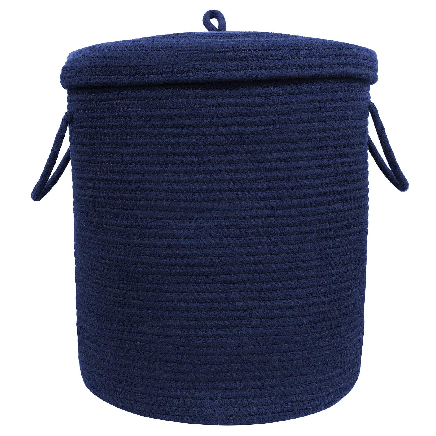 storage baskets with lid large woven rope nursery bins for laundry room navy blue 17 7 x 15 75