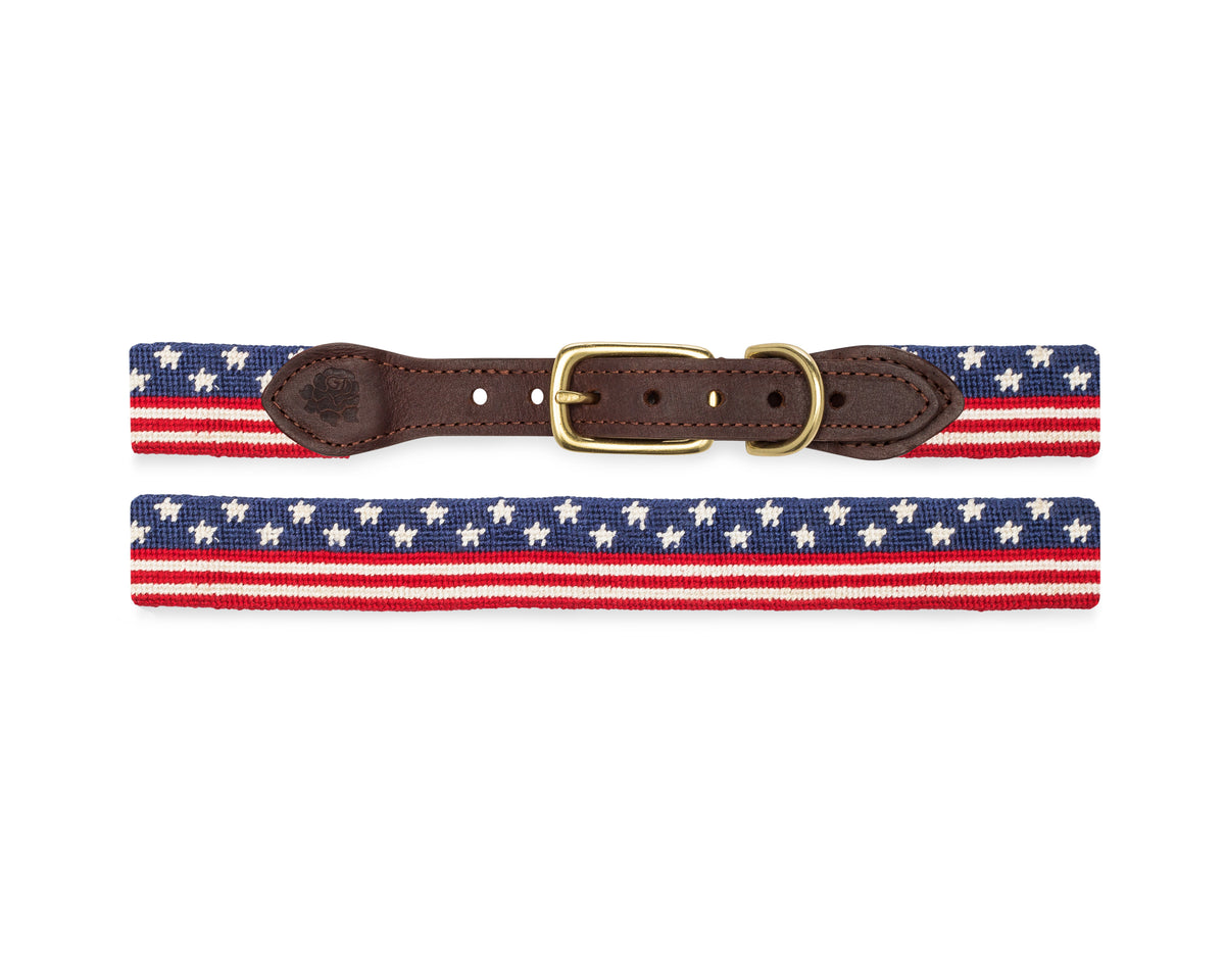 Continuous American Flag Needlepoint Dog Collar – Good Threads