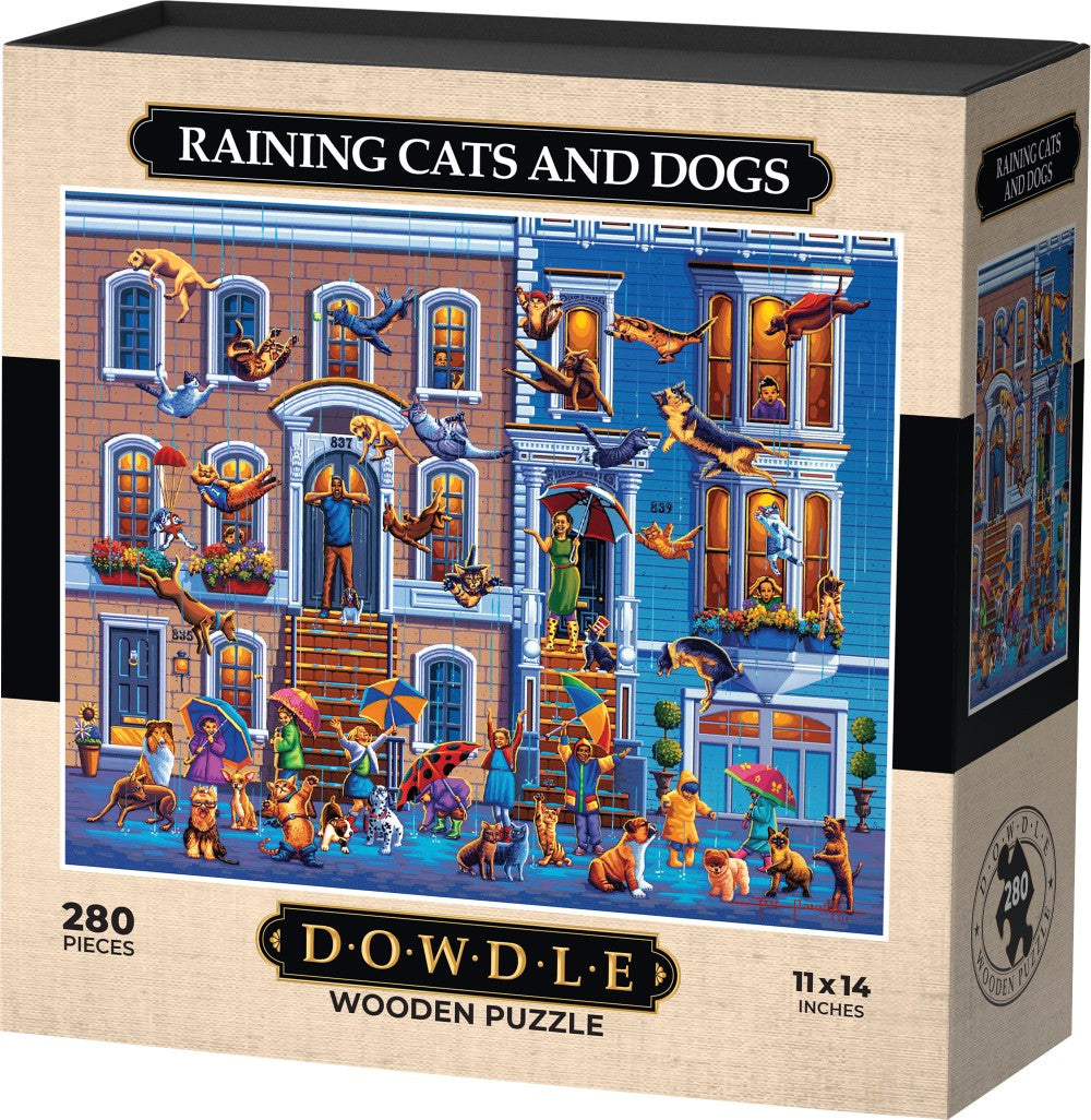 It's Raining Cats and Dogs Wooden Jigsaw Puzzle