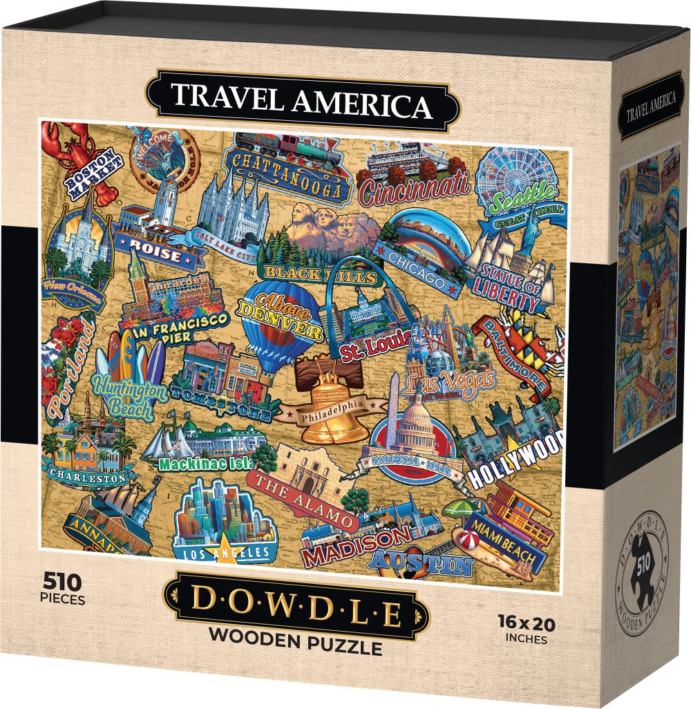 Dowdle Jigsaw Puzzle 3 Pack – Chicago Navy Pier 1000 piece, Best of America  500 piece & Travel America 300 piece