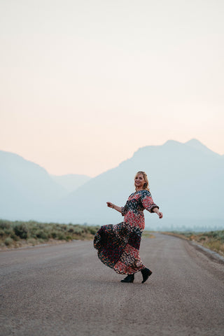 woman spinning in dress