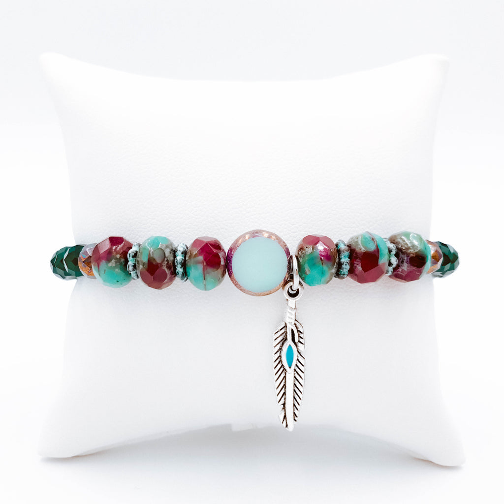 gift for traveler free spirit feather charm bracelet