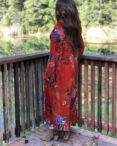 terra cotta kimono duster floral mason james boutique