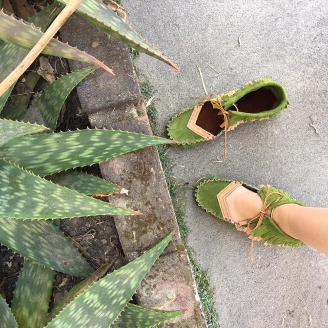 handmade best gift for traveler green moccasins