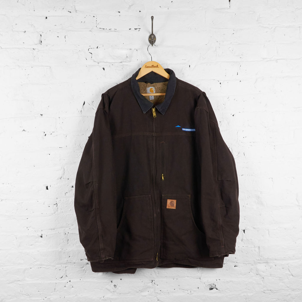 Vintage Collared Carhartt Jacket With Teddy Bear Lining - Brown - XL ...