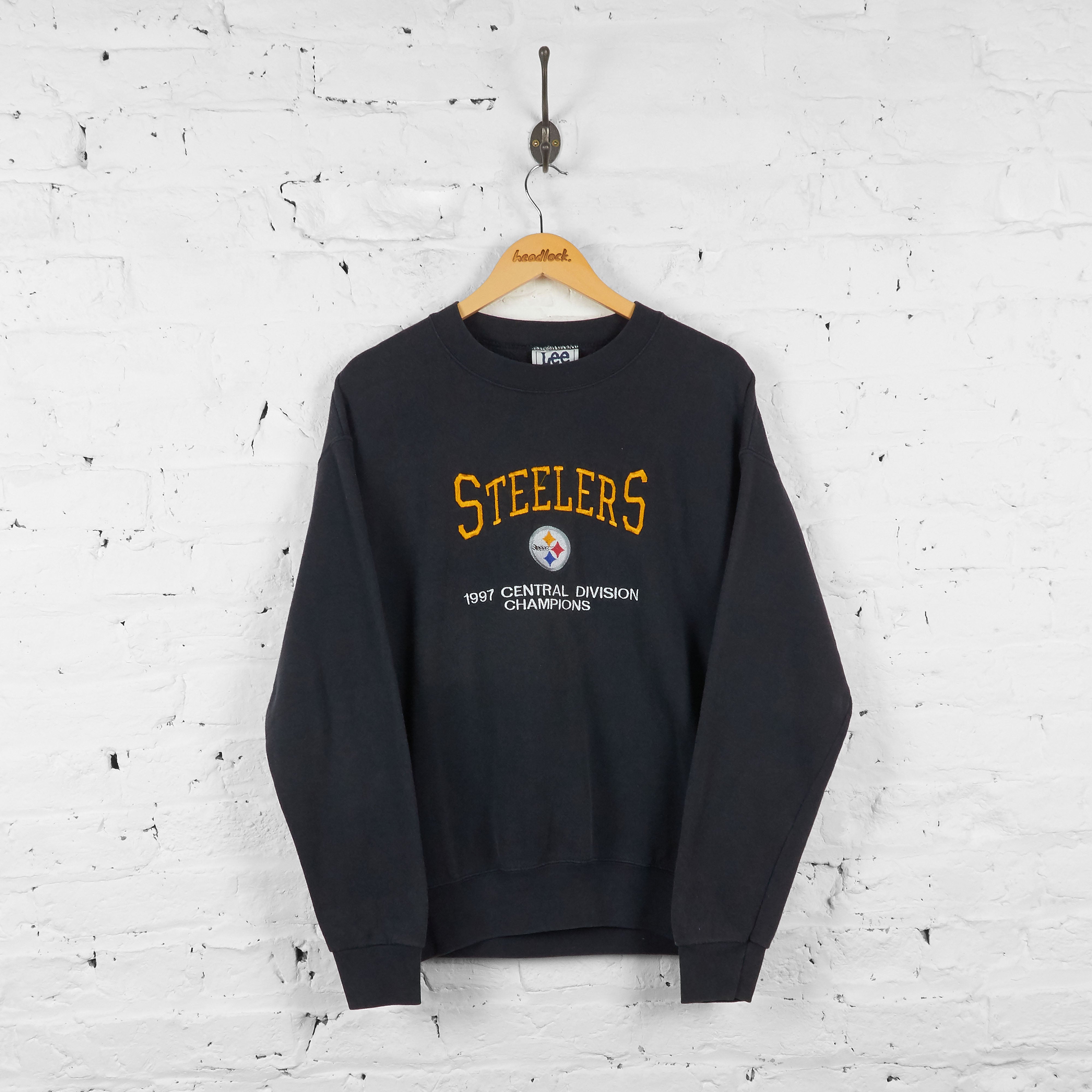 Vintage 90s Cotton Black Lee Pittsburgh Steelers NFL Sweatshirt