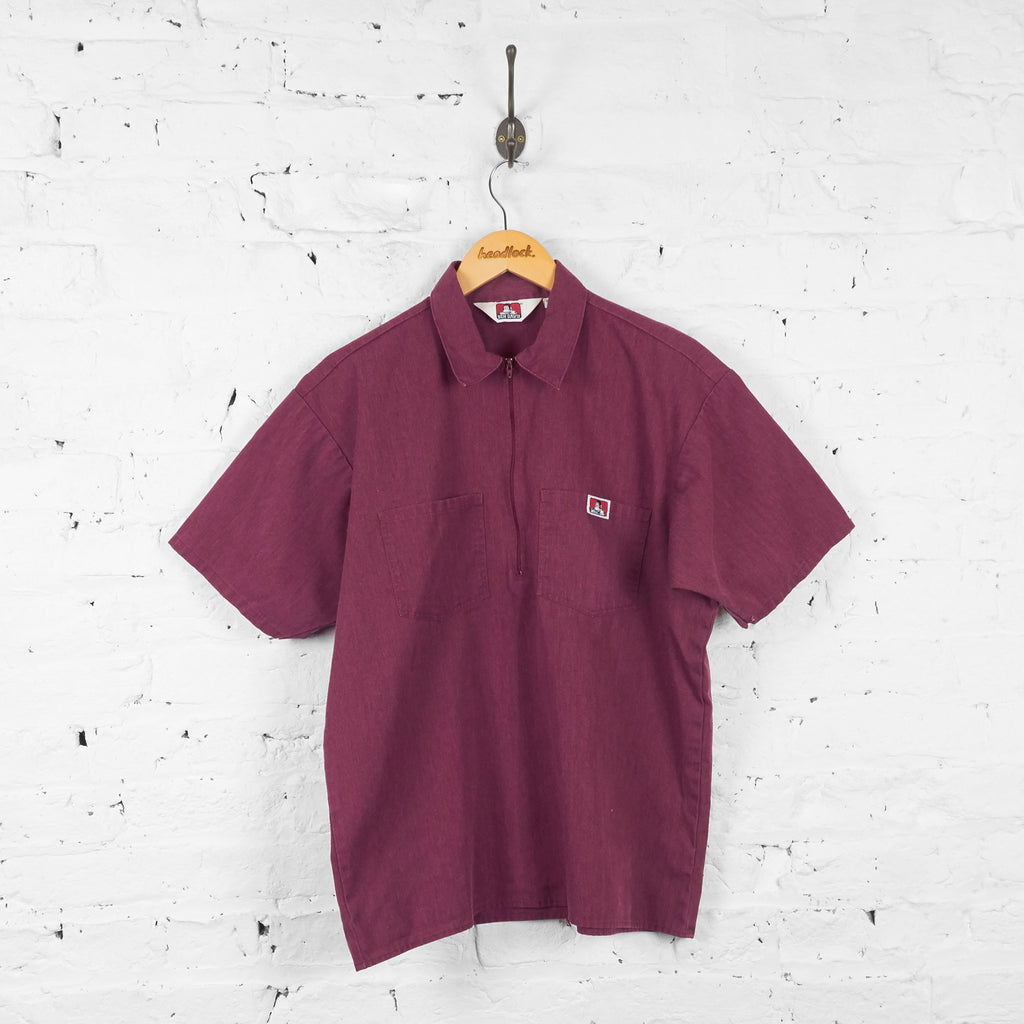 Ben Davis 1/2 Zip Work Shirt - Burgundy - L – Headlock