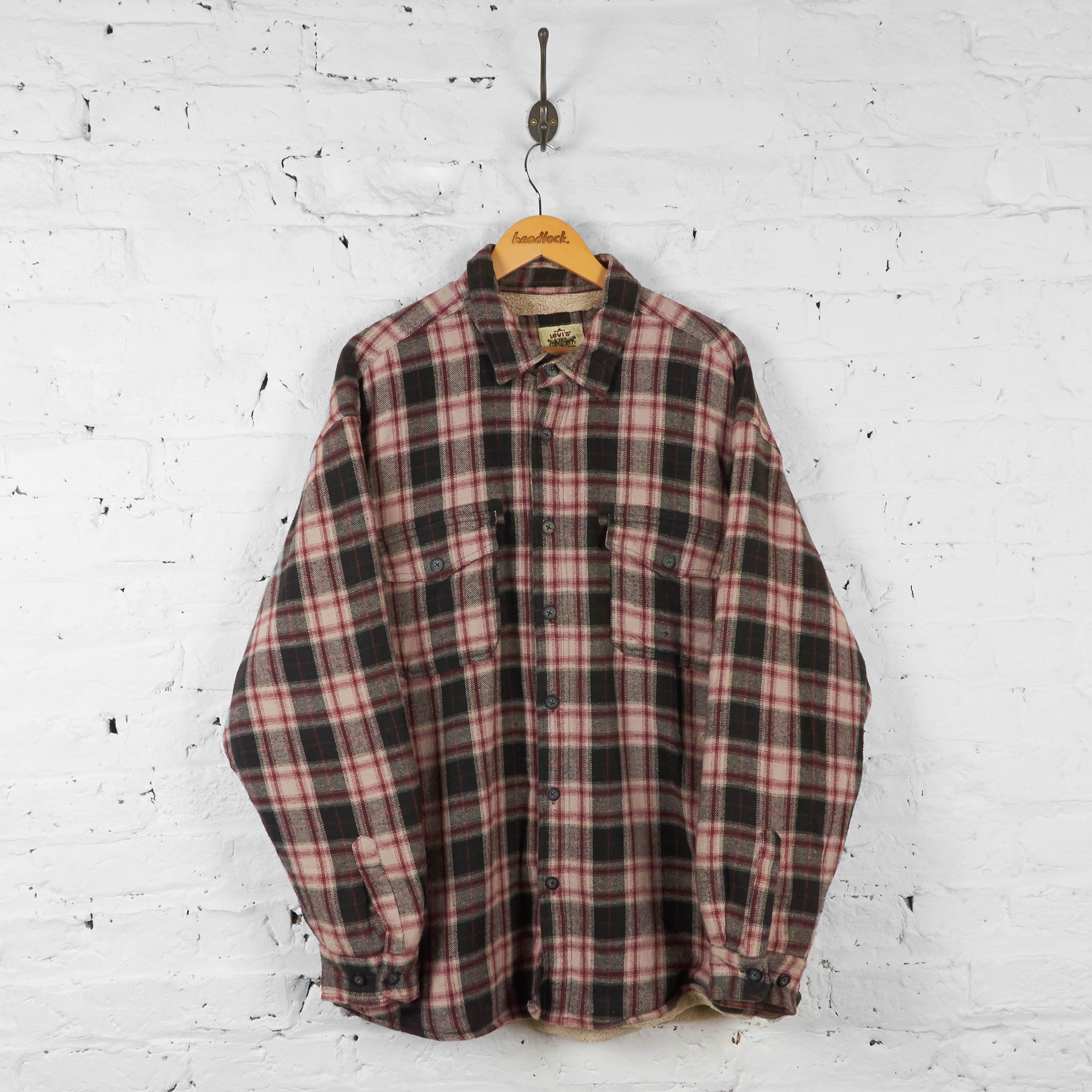 Levis Fleece Lined Check Over Shirt - Brown/Beige - XXL – Headlock