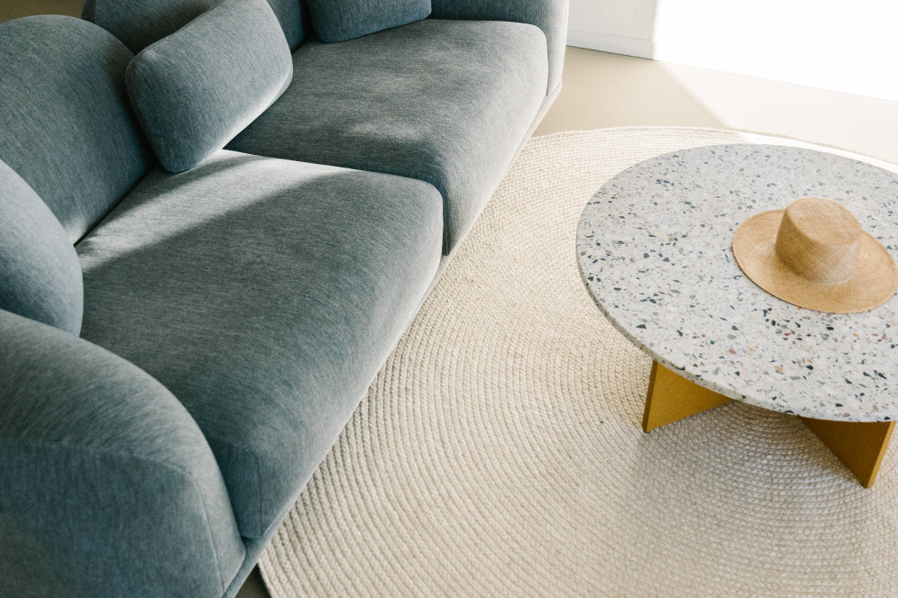 Couch and coffee table at CASA MAMI