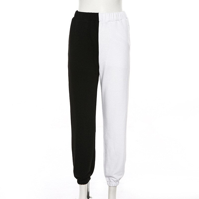 half black half white sweatpants