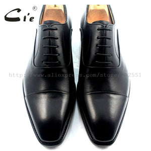 cie Square Cap Toe Handmade Full Grain Calf Leather Business Shoes Men Oxford Shoe Solid Black Goodyear Welted Elegant shoeOX216