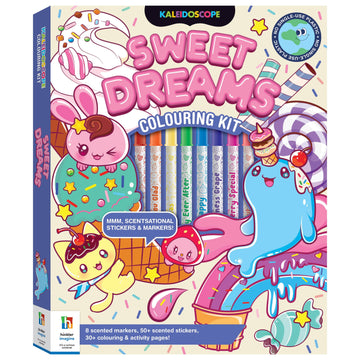 kaleidoscope axolotls & cute animals coloring book & markers kit