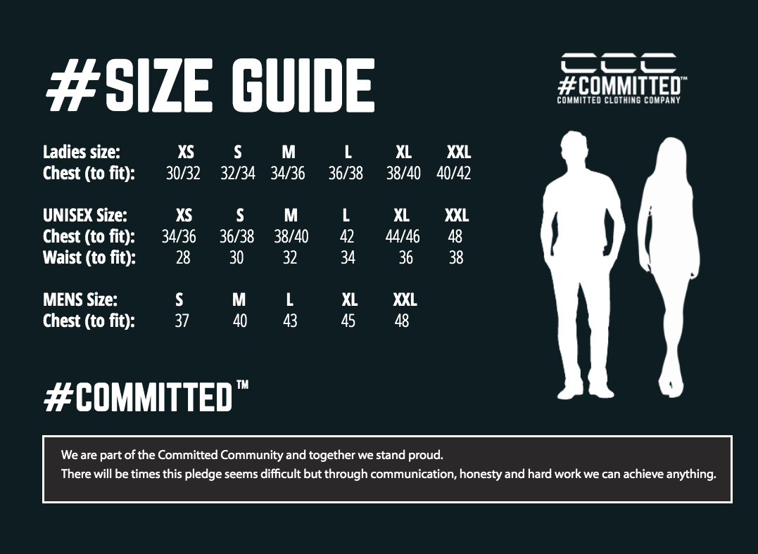 Committed Clothing Company Size Chart