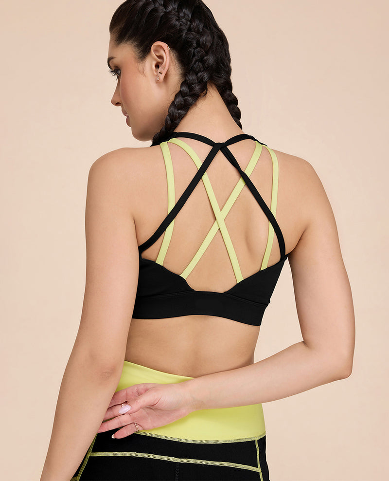 Buy Kica Mid Impact Strappy Sports Bra in Second SKN Fabric with Strappy  Details online