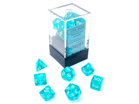 clear teal dice set