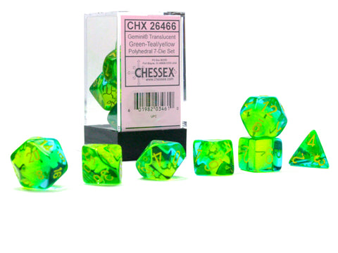 gemini translucent green-teal dice set