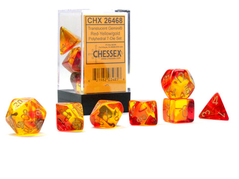 Gemini translucent red-yellow dice set