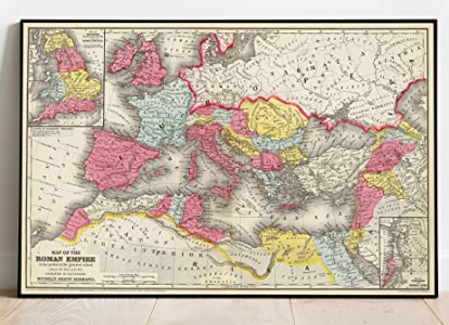 Historic Map - Map of The Roman Empire at The Period of its Greatest Extent About The Year A.D. 107, 1875 Classical Atlas - Vintage Wall Art - 36in x 24in