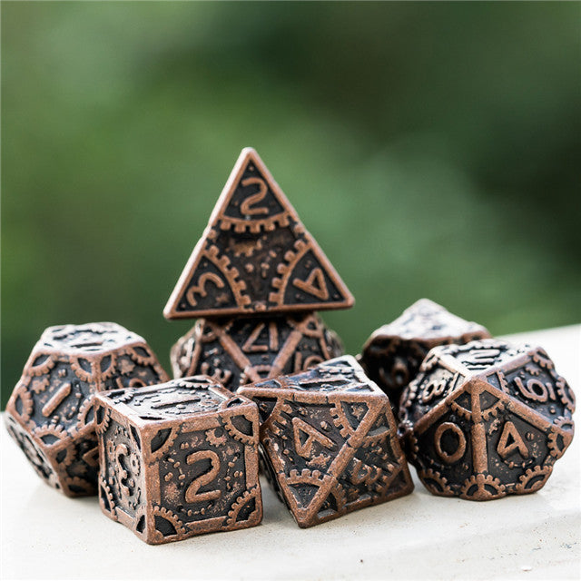 Copper Barrel Plating Vintage Color Punk Steam Metal Dice 7-Dice Udixi RPG