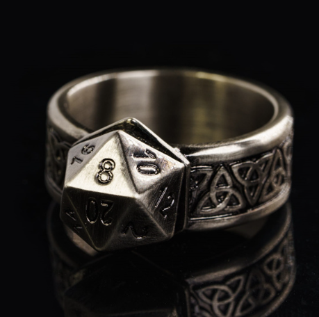 Dungeons and Dragons Dice Ring D20 Dice Number Spinner Ring 