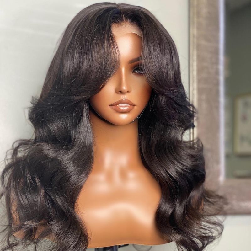 Curtain Bangs Wavy Wig Undetectable Hd Lace Glueless Lace Wig Wavy00 Aeryn21 