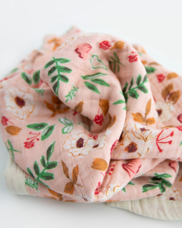 Cotton Muslin Baby Quilt - Vintage Floral