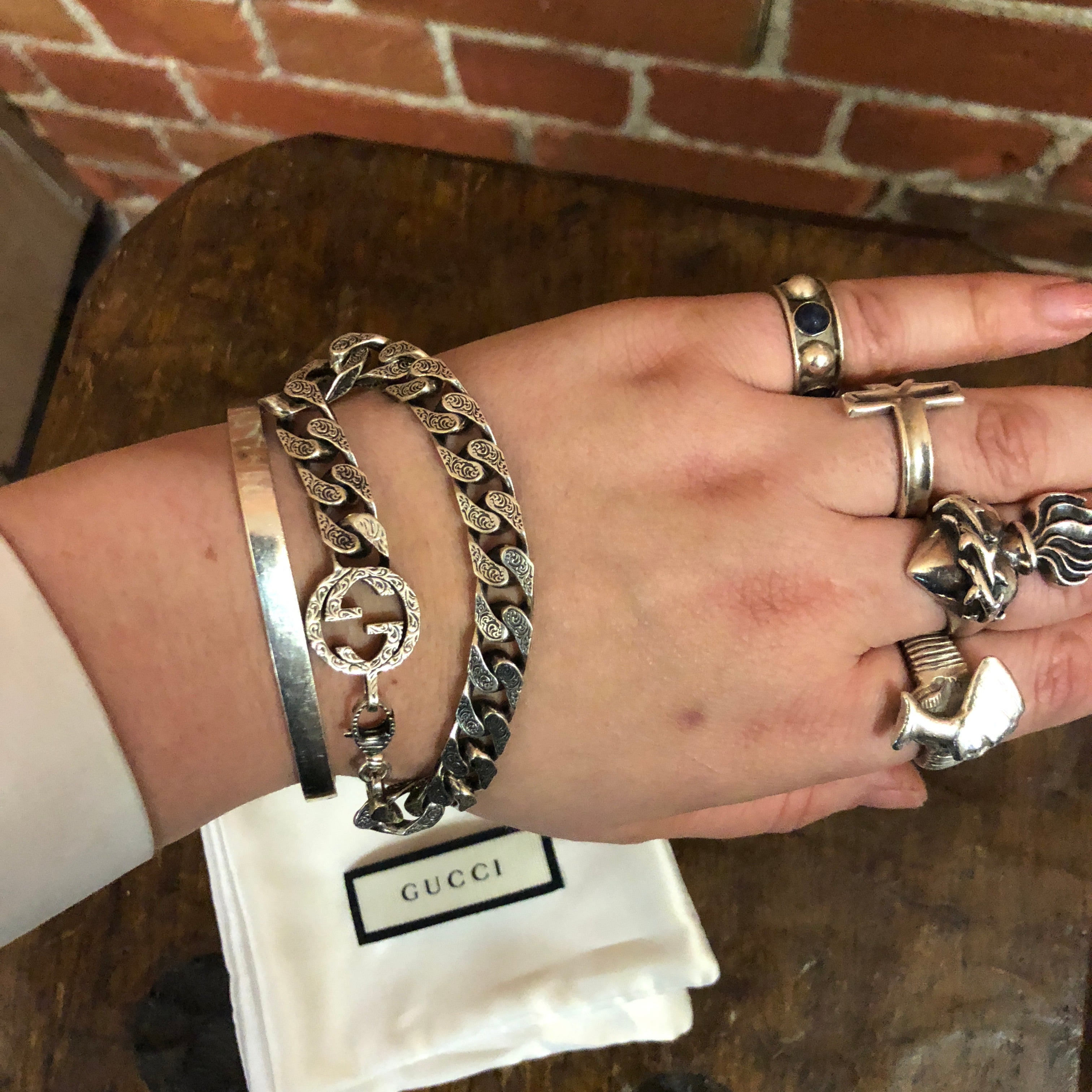 interlocking g chain bracelet in silver