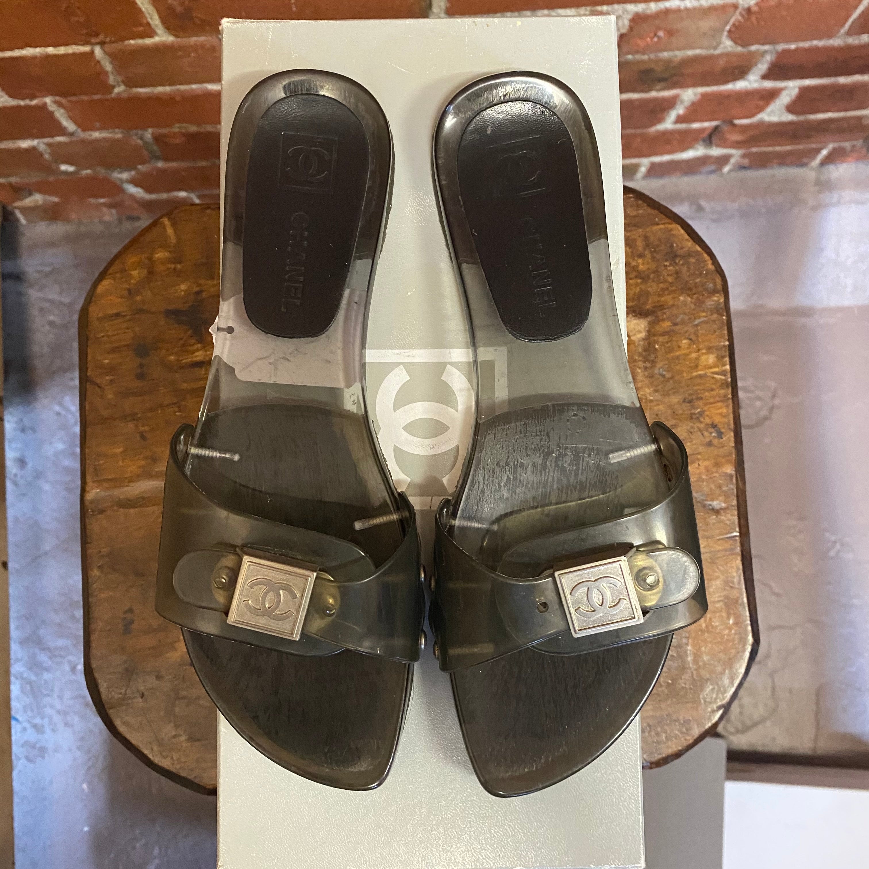 chanel lucite slides