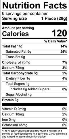 Peanut Butter Chocolate Chip Nutrition Panel