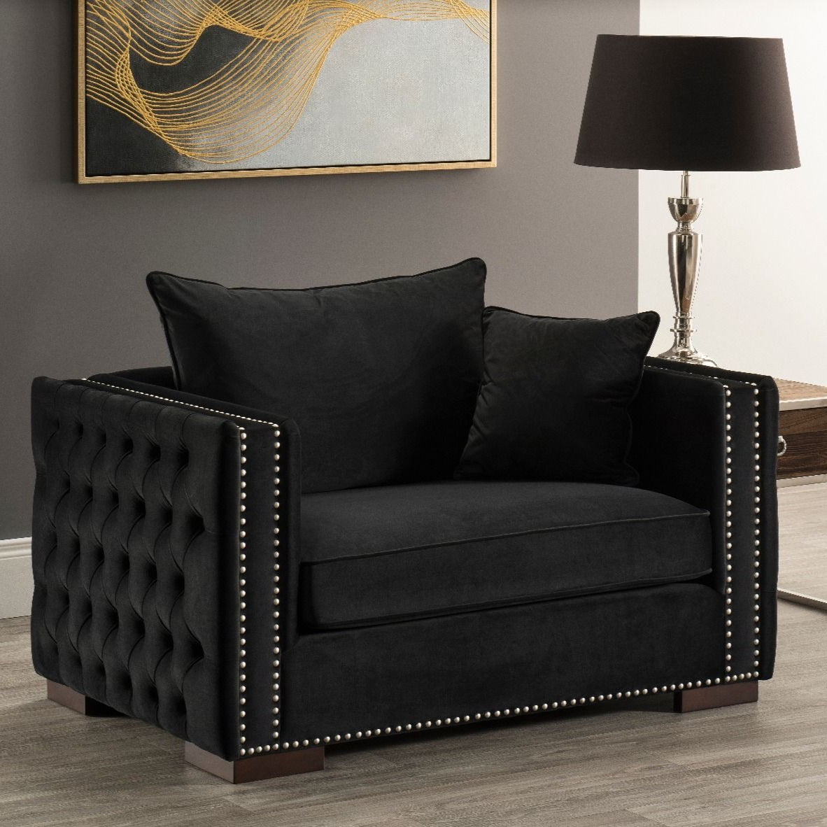 Moscow Snuggle Chair Black Velvet Chicmyroom