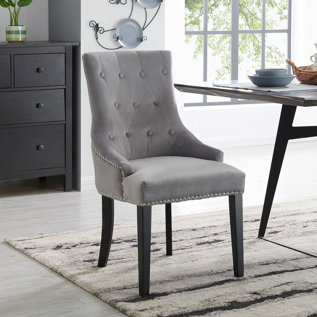 Lion Knocker Dining Chair-Grey Velvet – Chicmyroom