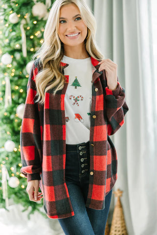 Red Buffalo Plaid Button Down Top