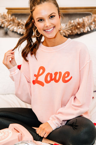 light pink love valentines graphic sweatshirt